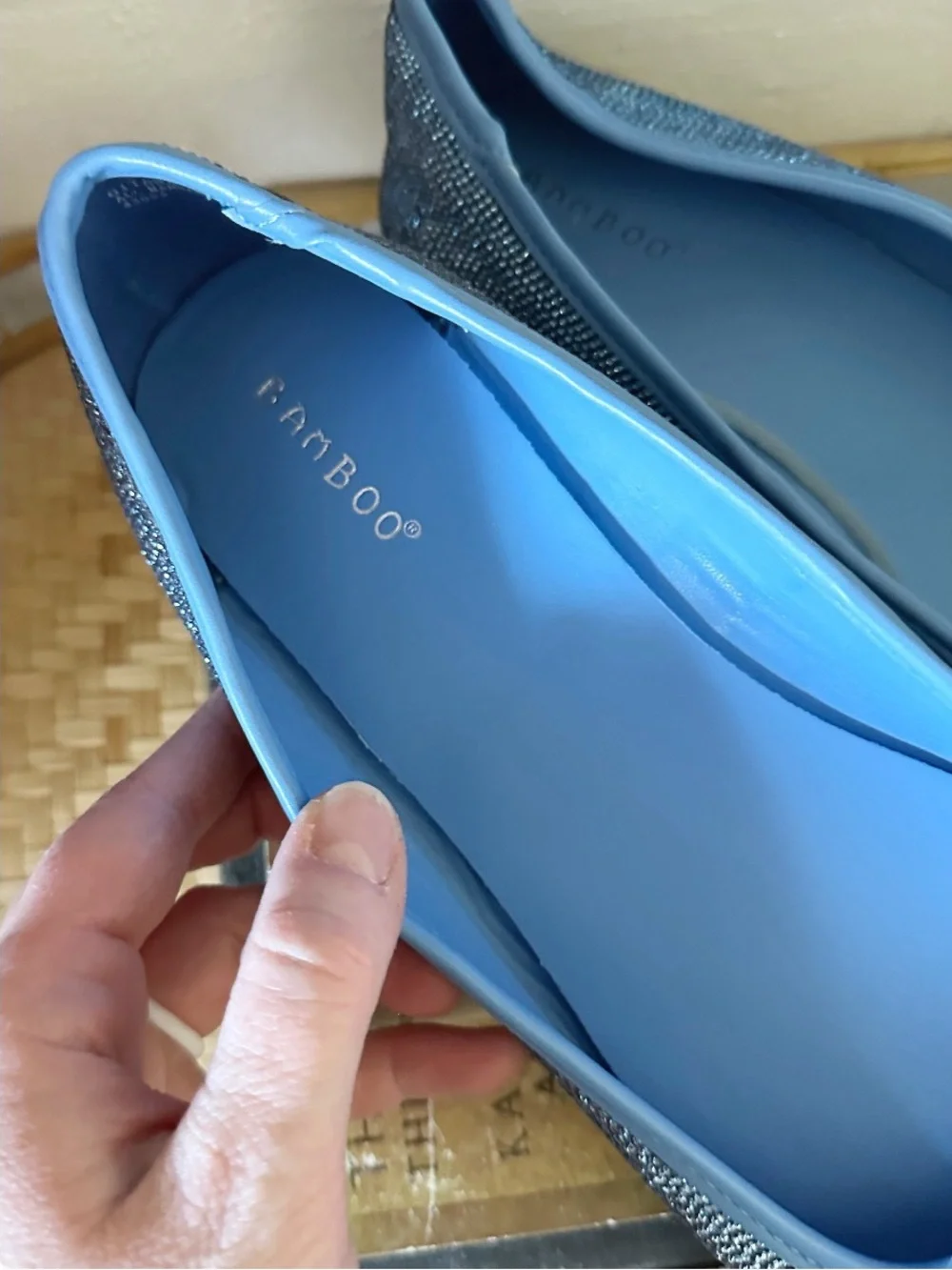 Bamboo, Blue Glam Up Every Step Rhinestone Flats, size 11